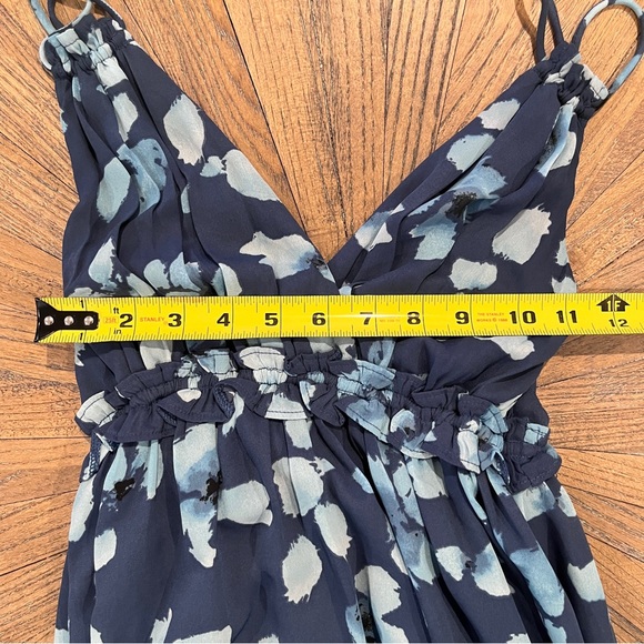 Abercrombie Floaty Femme Ruffle Maxi Dress Sleeveless Blue Floral V-neck Sz XS - Picture 12 of 14